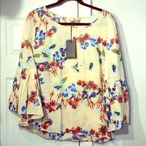 NWT Floral Blouse Bell sleeves